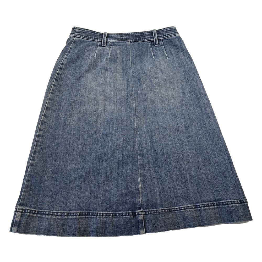 Talbots Womens Stretch Denim Button Down Skirt Size 2 Classic Capsule Preppy - Picture 4 of 9